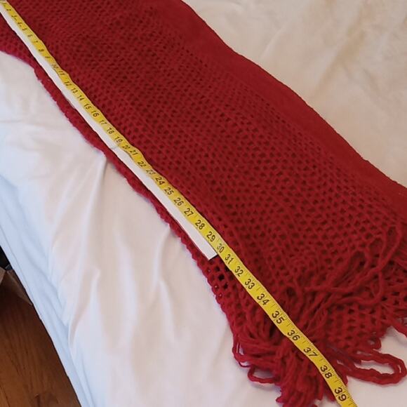 Modena Women's Knitted Elegant Red Knit Scarf. Winter,Warm,Versatile - Picture 6 of 8